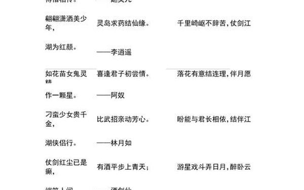 仙剑诗词,仙剑奇侠传诗