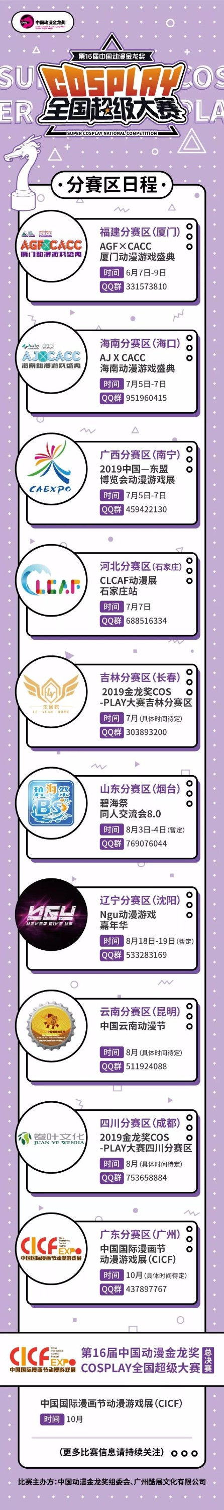 金龙奖系列赛分赛区日程出炉，热爱COS与宅舞的你快来吧！